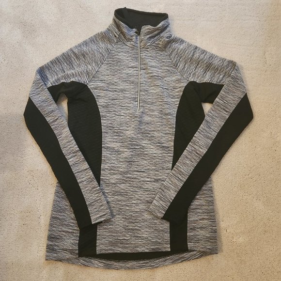 90 Degree By Reflex Tops - 90 Degrees By Reflex 1/4 Zip Athletic Top, Gray and Black, size M